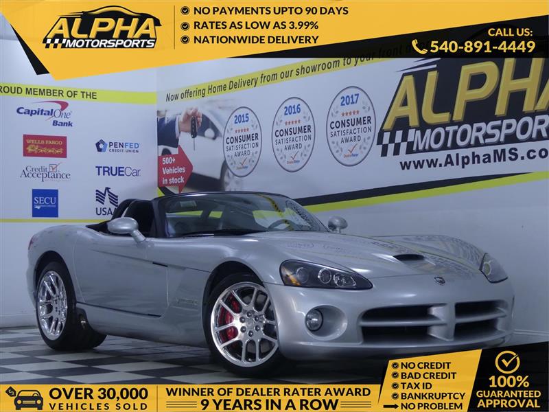 Silver 2004 Dodge Viper SRT10 Roadster RWD Convertible Rear-Wheel Drive Manual