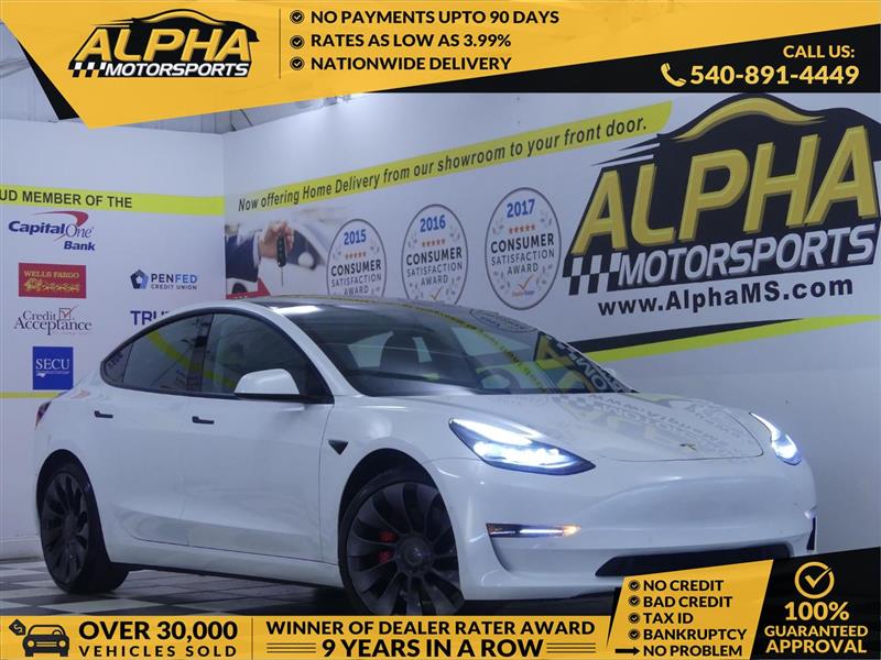 White 2021 Tesla Model 3 Performance AWD Sedan All-Wheel Drive Automatic