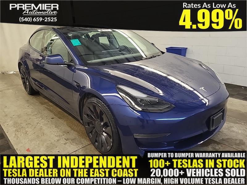 Deep Blue Metallic 2023 Tesla Model 3 Performance AWD Sedan All-Wheel Drive Automatic